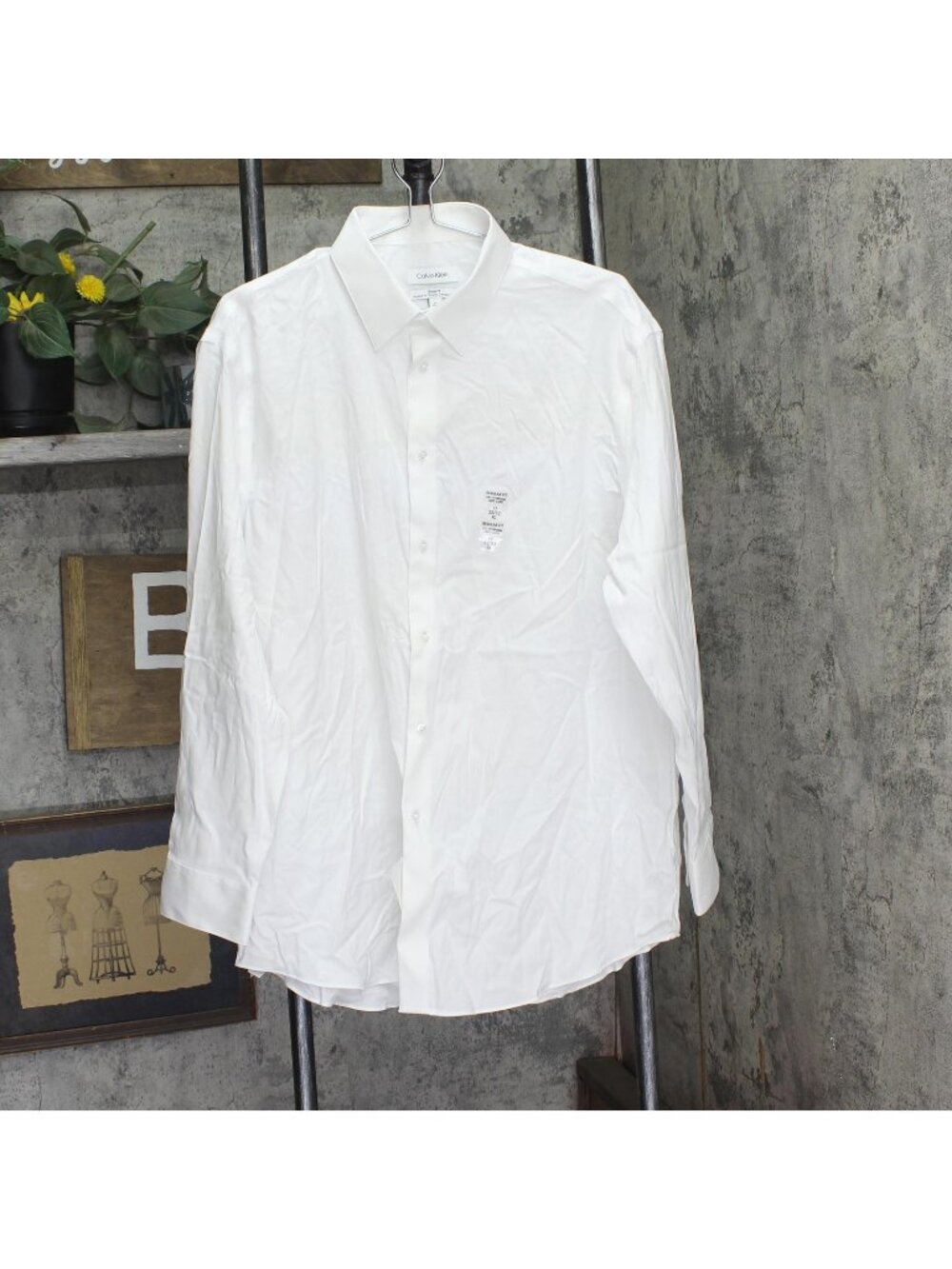Calvin Klein Non-Iron Stretch Performance Dress Shirt White XL (17 32/33)
